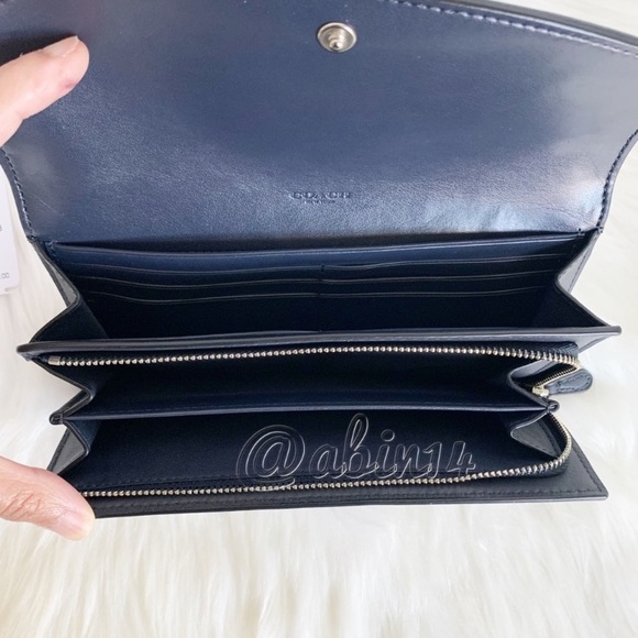 NWT Coach Leather Canvas Envelope Wallet with Gingham Print Blue Yellow - Picture 6 of 9